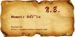 Nemetz Béla névjegykártya